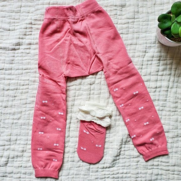 NWT 2-piece Pink&white Legging with matching socks - Picture 4 of 8